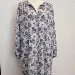 【GUジーユー】花柄ロングワンピース Lsize 前開きボタン膝下