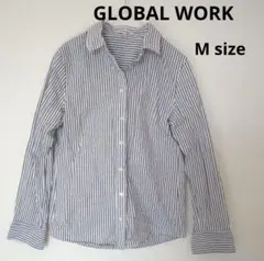 ☆GLOBAL WORK ☆【美品】グレーと白のストライプシャツ　M