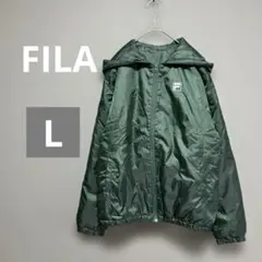 【美品】FILAフィラ　メンズ　ナイロンジャケット　フード付き　緑　Lのサムネイル