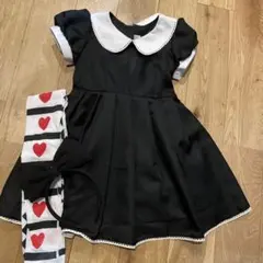 黒いドレスとハート柄タイツのコスプレ衣装110センチのサムネイル