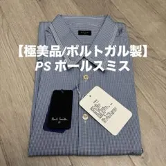 【極美品/ポルトガル製】PS ポールスミス ギンガムチェックシャツ L 襟ドット