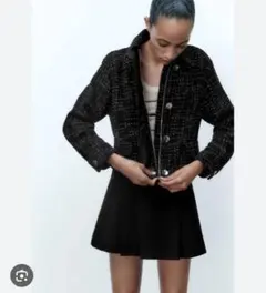 ZARA テクスチャードジャケット　メタルボタン　新品タグ付き　S ツイード