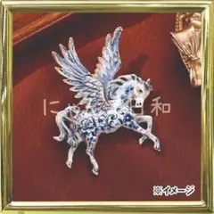 ペガサス ユニコーン ブローチ 陶器風 ファンタジー 馬 アクセサリー ブルーのサムネイル