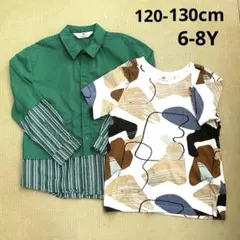 H&M 緑色シャツとTシャツセット (US 6X/7)