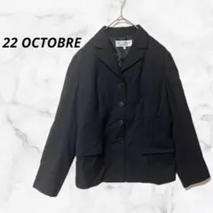【22オクトーブル】テーラードジャケット 黒 ブラック 薄手 無地 ゆったり L