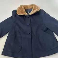 COMME CA ISM ネイビー ファー襟 コート