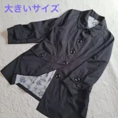 ❤️大きいサイズ❤️15号 スプリングコートジャケット ブラック 花柄裏地