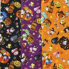 3種　約縦48×50㎝　はいから横丁　ハロウィン　生地　はぎれ