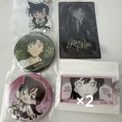 コナン 毛利蘭 缶バッジ キーホルダー コナンプラザ 特典カード