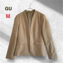 GU ジーユー ノーカラージャケット M ベージュ 洗練 オフィス フォーマル