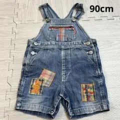 ミキハウス デニムオーバーオール 90 ワッペン くま サロペット 日本製