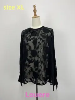 Louere⭐︎春夏フェミニン⭐︎花柄長袖シアーブラウスXL【中古】D55のサムネイル