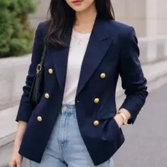 ラルフローレン 紺ブレ 金ボタン ダブル テーラードジャケット 9号