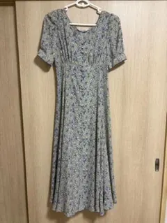 COCO DEAL 花柄 Vネック 半袖ロングワンピース