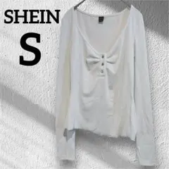 SHEIN 【S】ホワイト 長袖Tシャツ