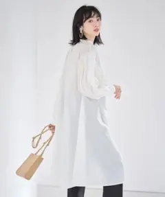 ノスタルジア　プチハイネックブロードワンピース　ホワイト