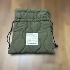 キルティング 巾着バッグ カーキ ショルダーの紐なし
