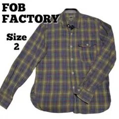 【美品】FOB FACTORY チェック 綿麻 日本製 サイズ2 M相当のサムネイル
