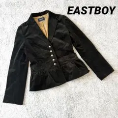 美品【EASTBOY】ペプラムジャケット 深緑 グリーン M 金ボタン レトロ風