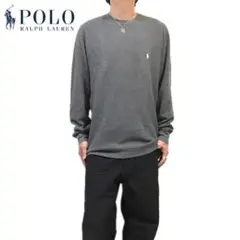 新品正規 Ｌ ポロラルフローレン ワッフルロンＴ サーマルロンＴ グレー