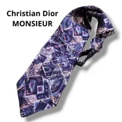 希少 Christian Dior クリスチャンディオール 総柄ネクタイ シルク