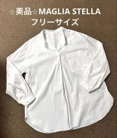 美品⭐︎STELLA CIFFON ステラシフォン 異素材切替ブラウス リネン混 