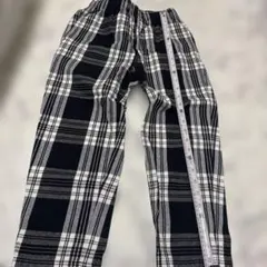 チェック柄 イージーパンツ ブラック×ホワイト　GU
