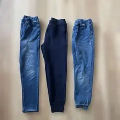デニム ジョガーパンツ 長ズボン 140サイズ 3本セット