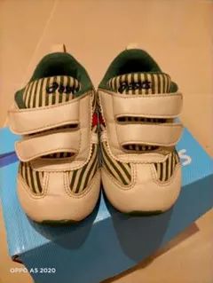 アシックス アイダホ ベビー 15センチ グリーン ストライプ