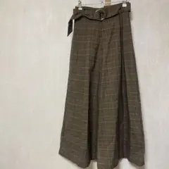 ブラウン　チェック柄　ワイドパンツ　明日まで500円❗️