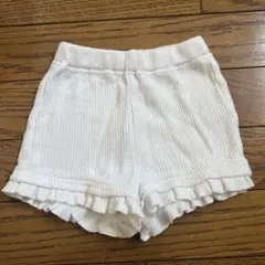【petit main】ホワイトリブフリル半ズボン
