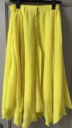 イエローフレアスカート シフォン素材