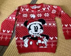 【美品】Disney ミッキーマウス セーター 赤サイズ116〜122cm