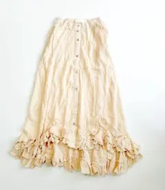 John Galliano くすみピンクふわふわ軽量 シルクミモレ丈スカート