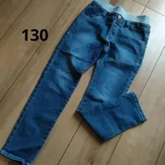 イオン　トップバリュー　デニム　ジーンズ　女の子　ハート　130cm