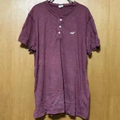 HOLLISTER ボタン付きTシャツ 【M サイズ】パープルヘンリーネックT