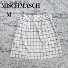 新品タグ付き【ミッシュマッシュ】白 チェック柄 ミニ台形スカート M u3717
