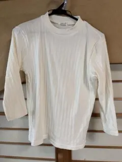 リブ編み ホワイト Tシャツ Mサイズ