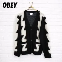 OBEY カーディガン L ブラック 総柄 R874のサムネイル