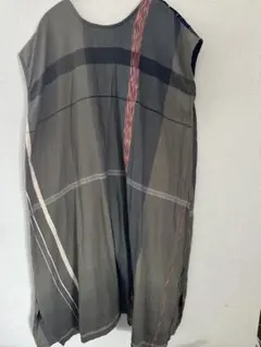 タグ付き タマキニイメ スモック ロングワンピース グレー ストライプ