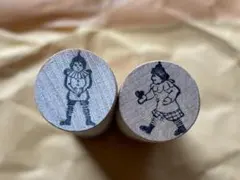 X-mas BIGSALE!! US製 木製スティックスタンプ ちびエルフ 2こ