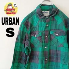 USA古着 URBAN ネルシャツ　S グリーン　ブラック　チェックのサムネイル