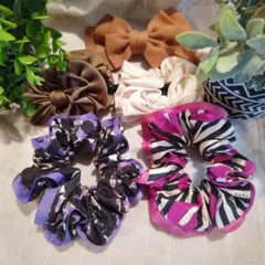 ヘアアクセサリーセット（リボン・シュシュ）５個セット