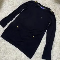 バーバリーブルーレーベル　ニット　金ボタン ウール100 長袖　38 M