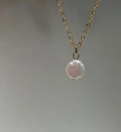 1065 ツヤツヤ しずく コイン✨ 淡水パールネックレス  ハンドメイド