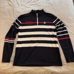 Munsingwear ハーフジップ長袖シャツ ネイビー/ホワイト/レッド