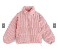 ピンク コーデュロイ ダウンジャケット