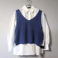 新品 リフレクト ベスト シャツ ２点セット M ブルー キャミベスト ブラウスのサムネイル