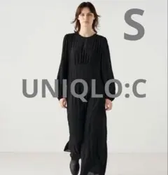 UNIQLOC ユニクロC フレアワンピース　シアー素材　オケージョン　黒　S