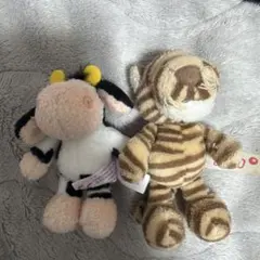 NICI ぬいぐるみ キーホルダー 牛 トラ 2点セットのサムネイル